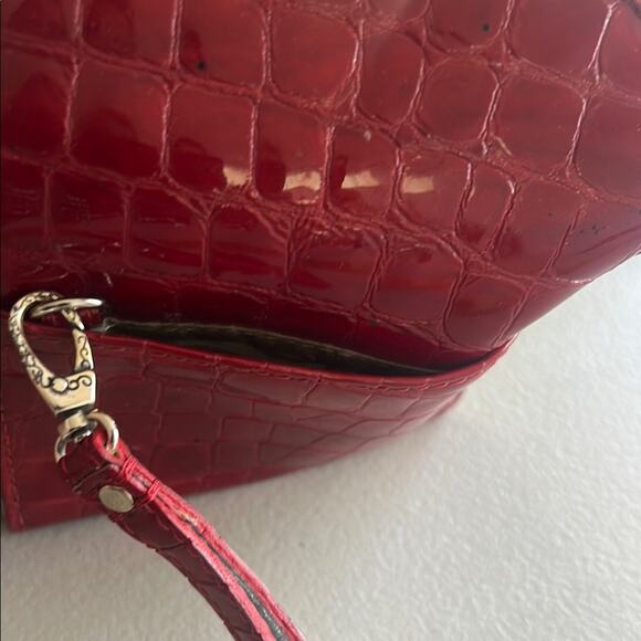 Brighton Red Patent Croc Embossed Wristlet Credit Card Holder Wallet Mini Phone - Picture 9 of 9